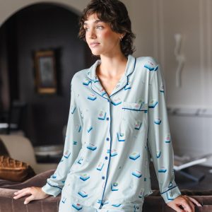 Long-Sleeved Women's Pajama Set in Dew Mahjong