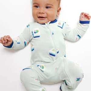 Zippered Romper in Dew Mahjong