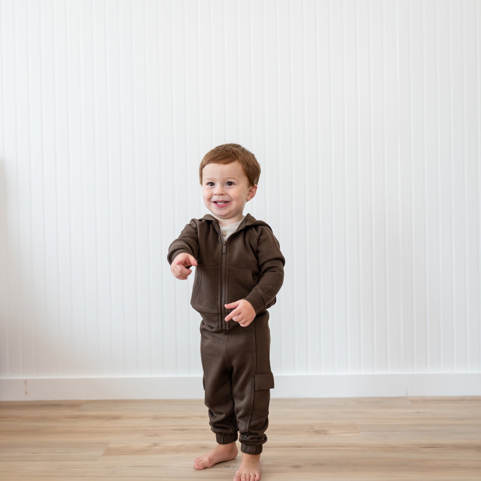 Fleece Zip Up Hoodie in Espresso - Image 3