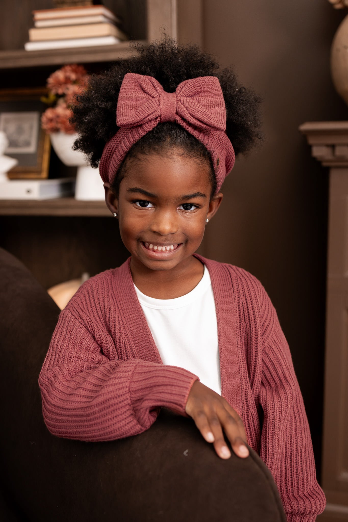 Chunky Knit Bow Headband in Ember - Image 4