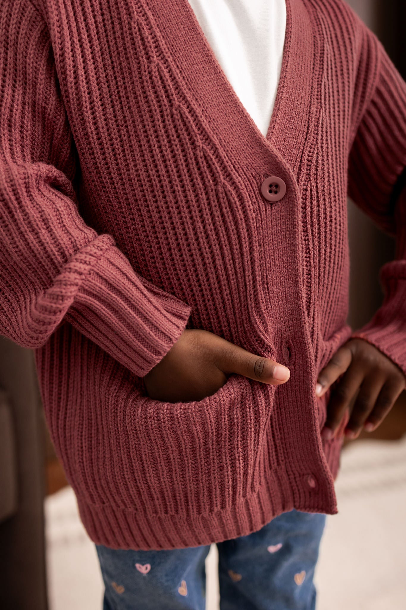 Chunky Knit Oversized Cardigan in Ember - Image 7
