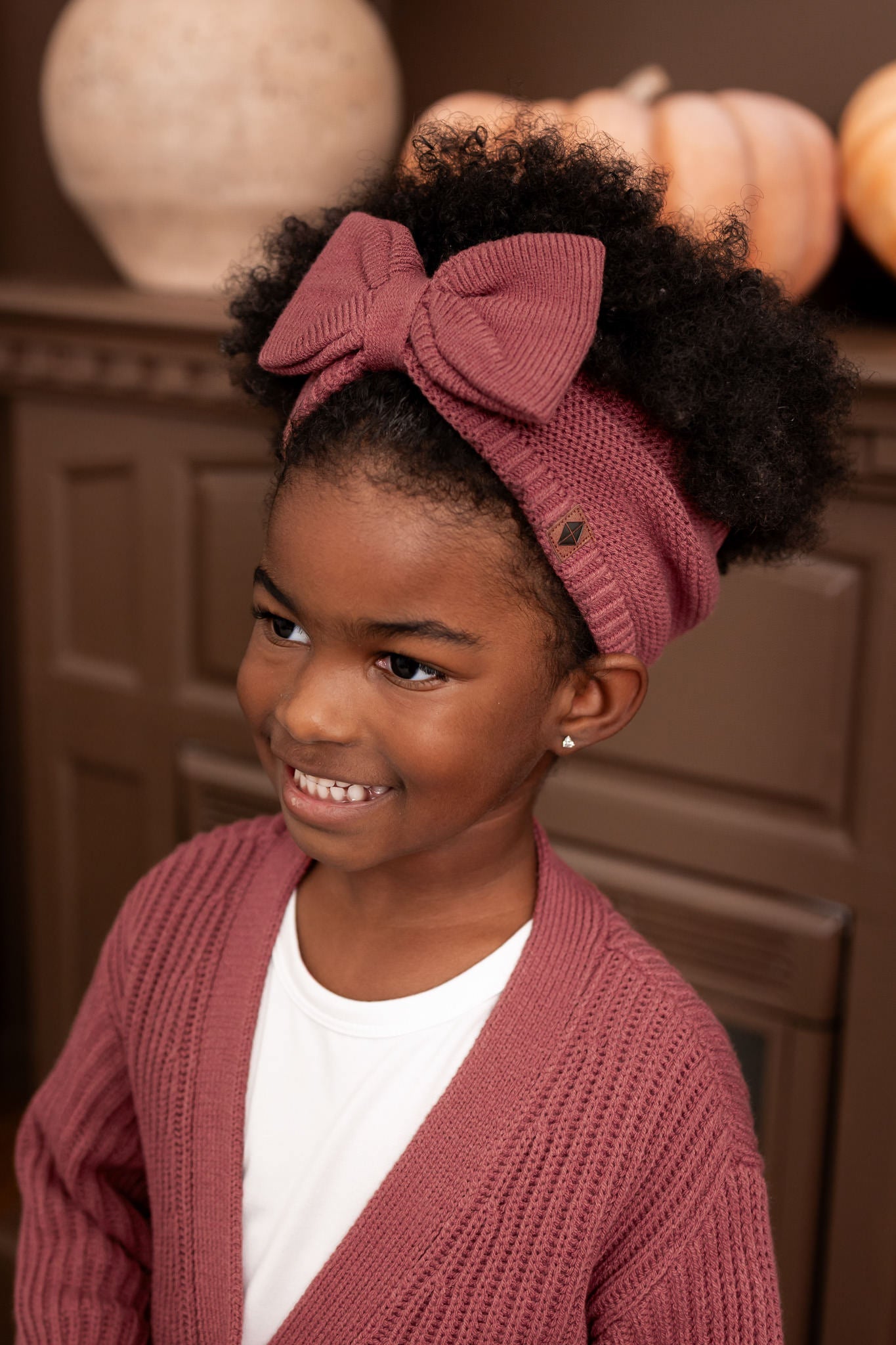 Chunky Knit Bow Headband in Ember - Image 3