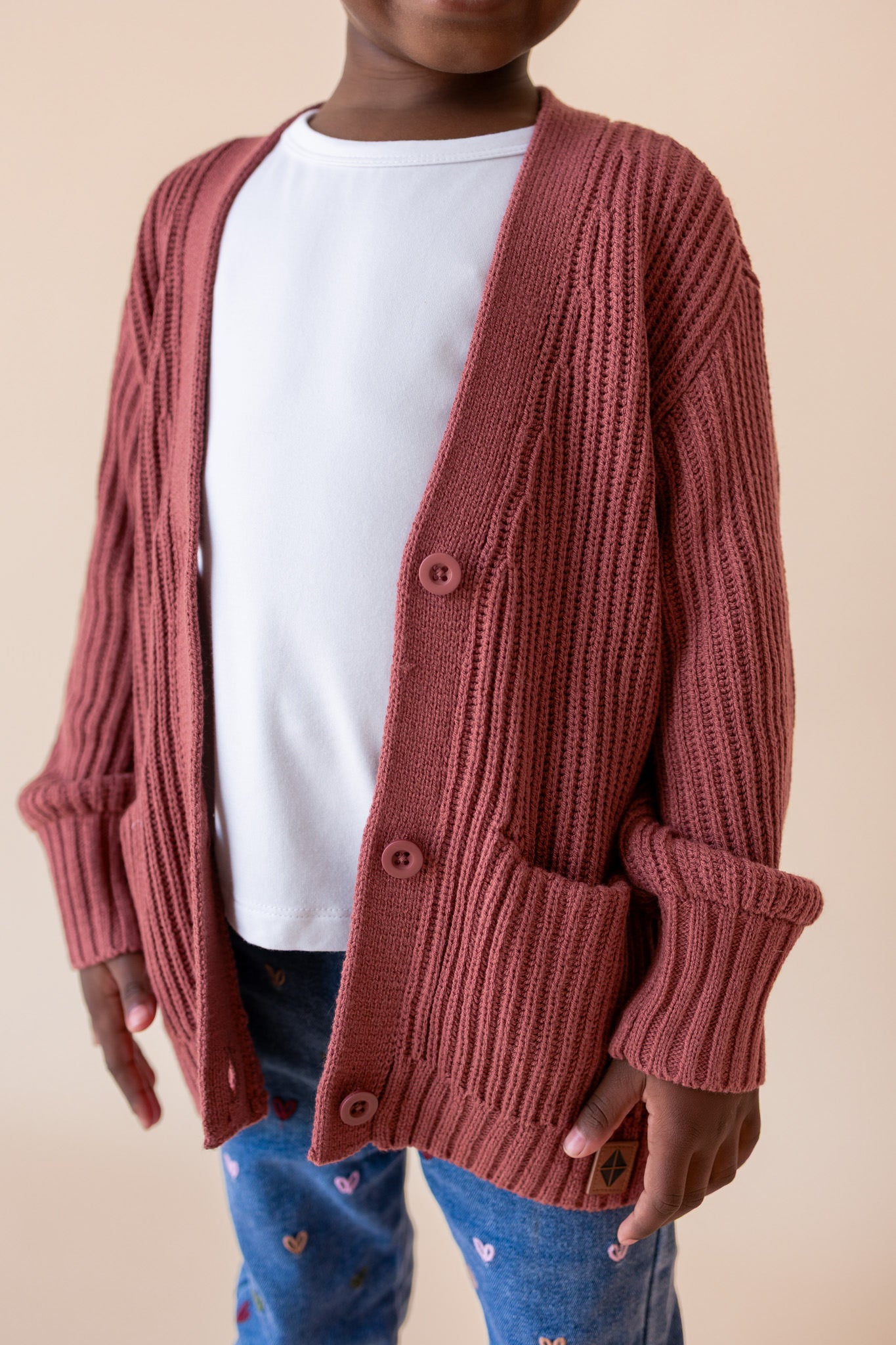 Chunky Knit Oversized Cardigan in Ember - Image 4
