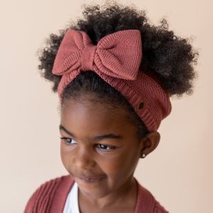 Chunky Knit Bow Headband in Ember