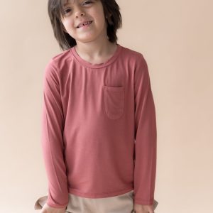 Long Sleeve Toddler Crew Neck Tee in Ember
