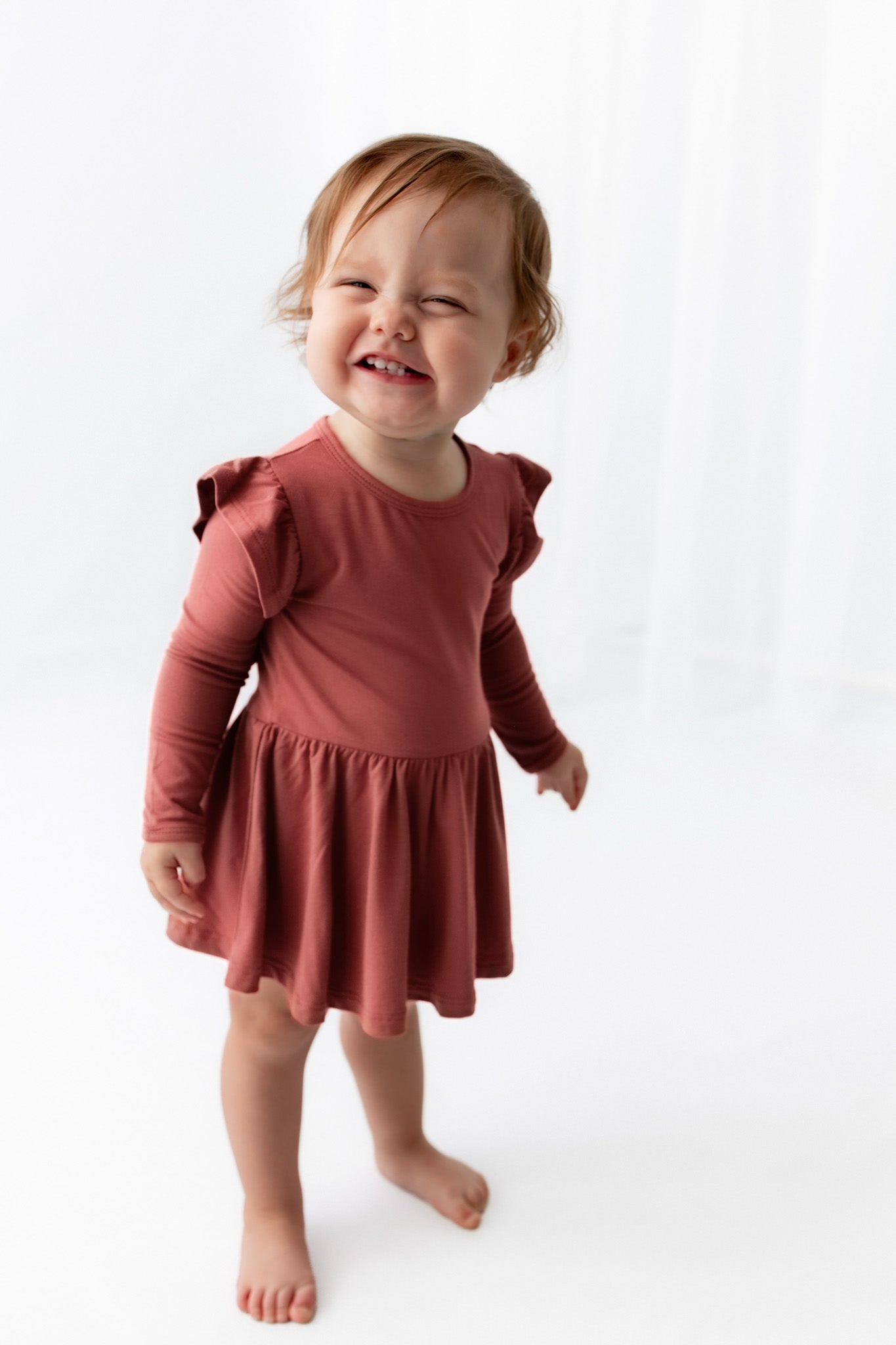 Long Sleeve Twirl Bodysuit Dress in Ember - Image 3