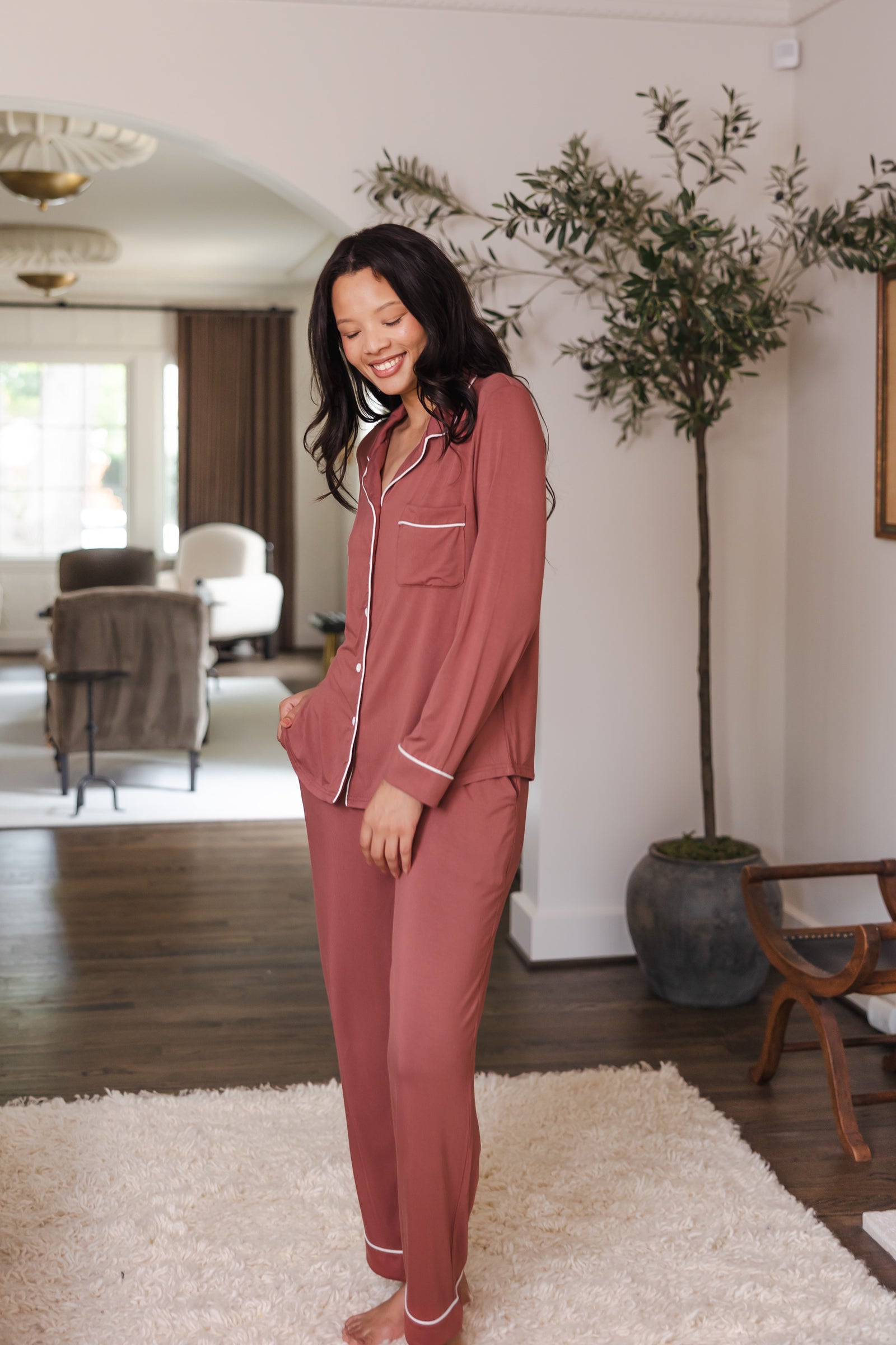 Long-Sleeved Women's Pajama Set in Ember - Image 5