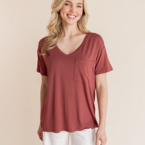 Women's Oversized V-Neck Tee in Ember