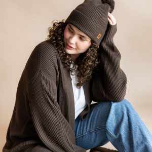 Chunky Knit Adult Pom in Espresso