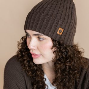 Chunky Knit Adult Ribbed Beanie in Espresso