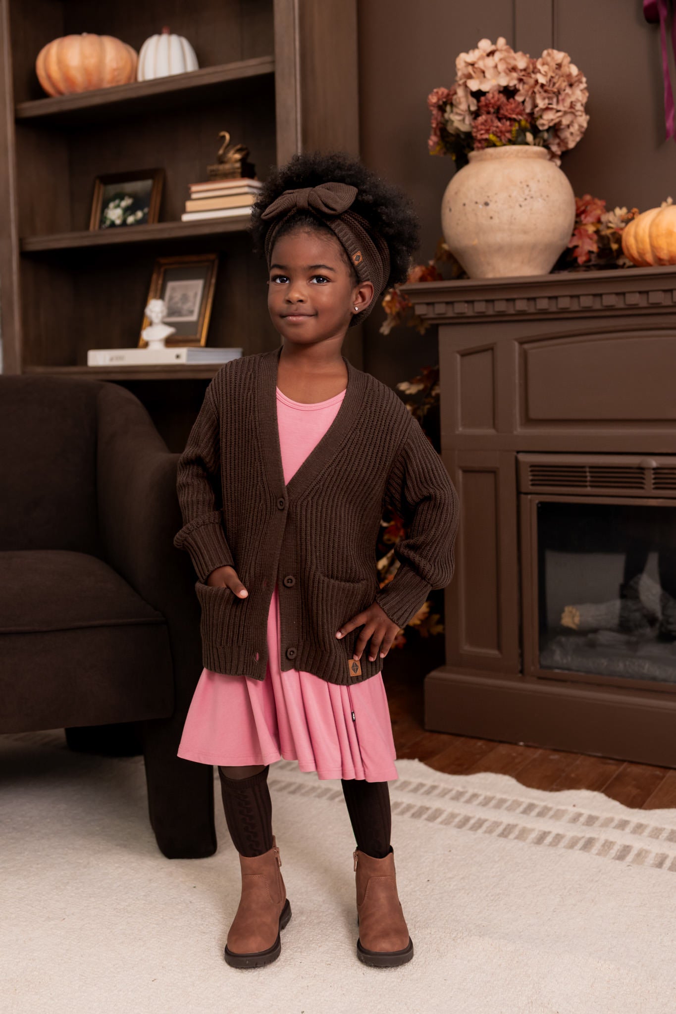Chunky Knit Oversized Cardigan in Espresso - Image 6