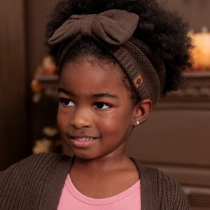 Chunky Knit Bow Headband in Espresso