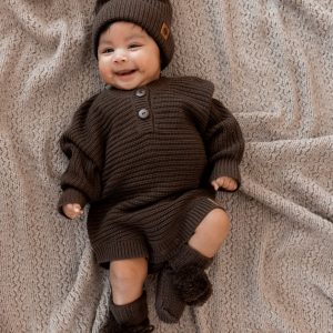 Chunky Knit Romper in Espresso