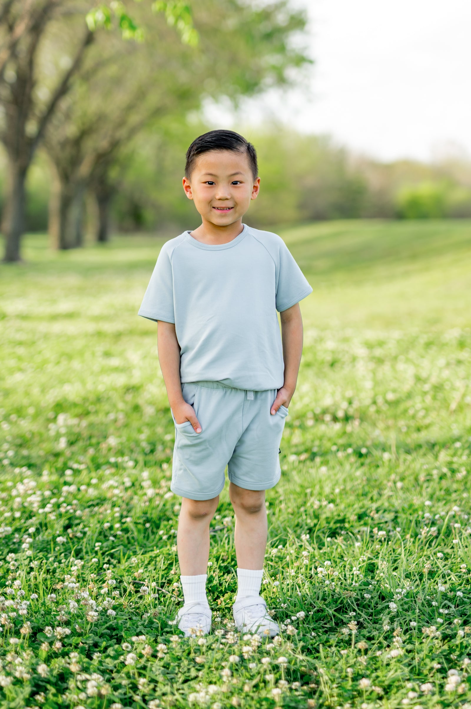 Short Sleeve Jogger Set in Fog - Image 4