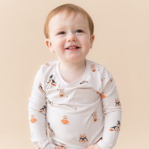 Long Sleeve Toddler Crew Neck Tee in Halloween Teddy