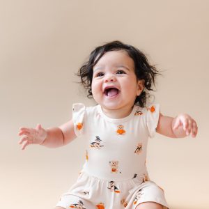 Twirl Bodysuit Dress in Halloween Teddy