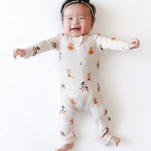Zippered Romper in Halloween Teddy