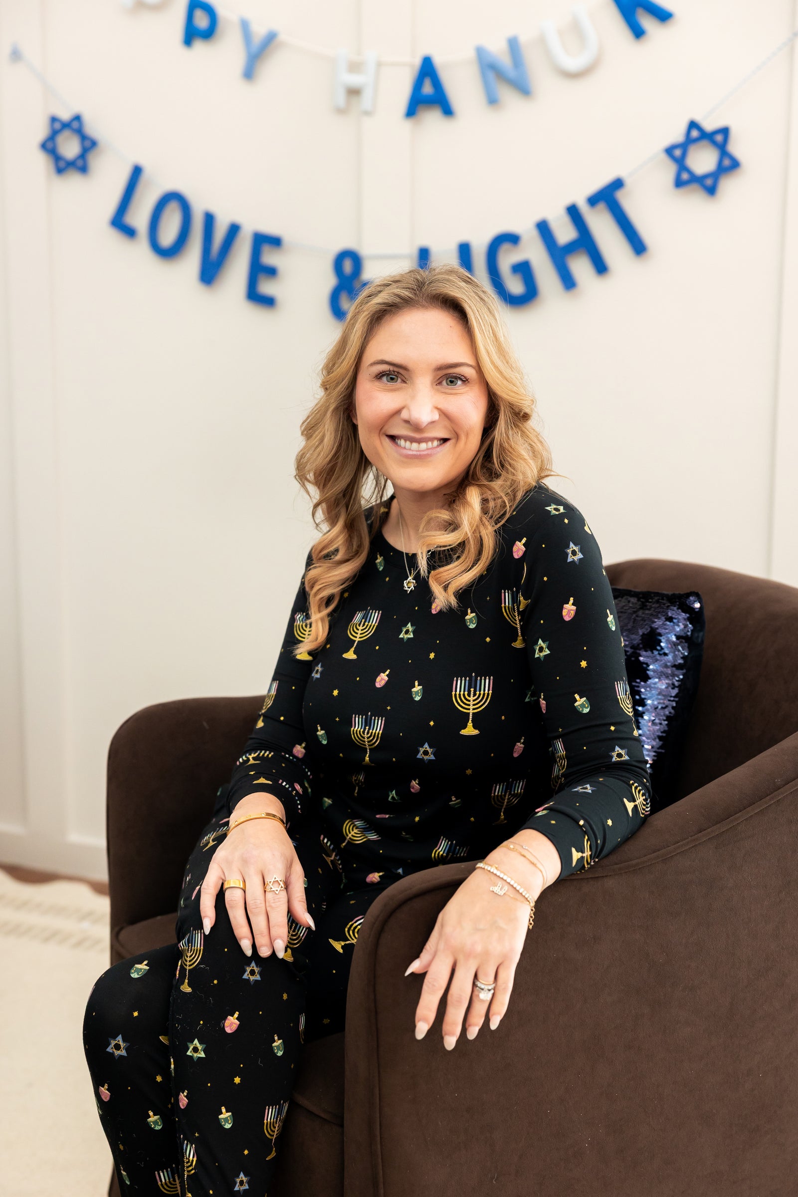 Women's Jogger Pajama Set in Hanukkah Nights