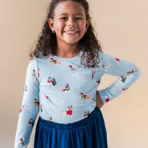 Long Sleeve Toddler Crew Neck Tee in Holiday Pups
