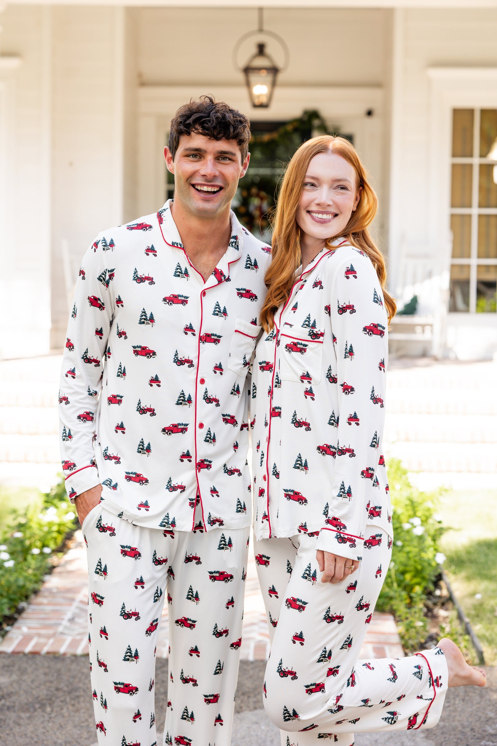 Men's Long Sleeve Pajama Set in Holiday Tree Farm - Image 3