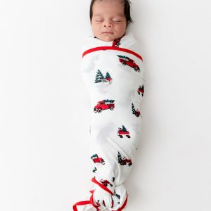 Swaddle Blanket in Holiday Tree Farm
