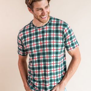 Men's Crew Neck Tee in Holiday Plaid