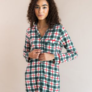 Long Sleeve Women’s Nightshirt in Holiday Plaid