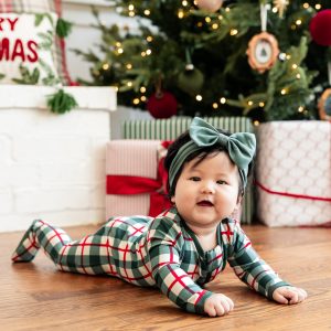 Zippered Footie in Holiday Plaid