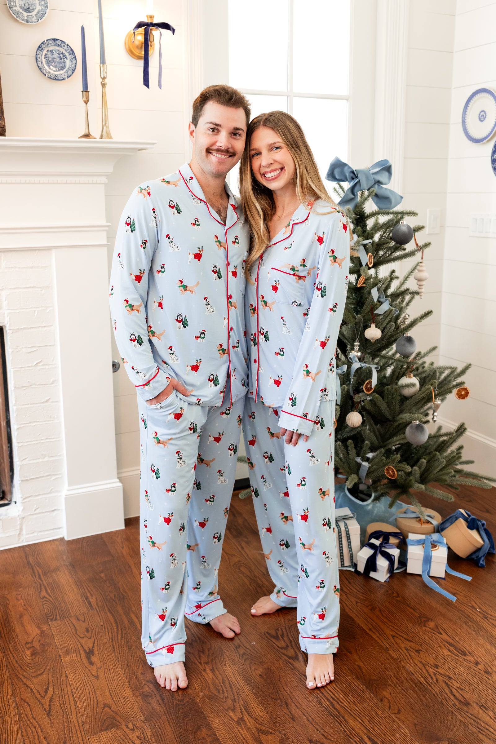 Long-Sleeved Women's Pajama Set in Holiday Pups - Image 4
