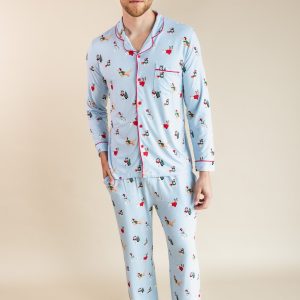 Men's Long Sleeve Pajama Set in Holiday Pups