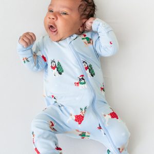 Zippered Romper in Holiday Pups