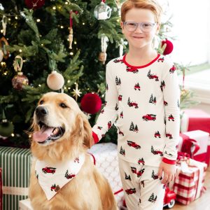 Dog Bandana in Holiday Tree Farm