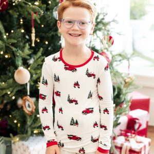 Long Sleeve Pajamas in Holiday Tree Farm