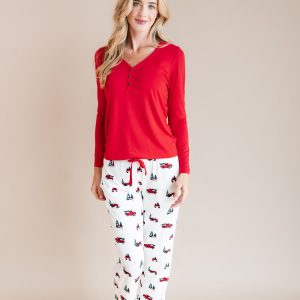 Women's Lounge Pants in Holiday Tree Farm