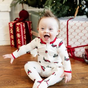 Zippered Footie in Holiday Tree Farm