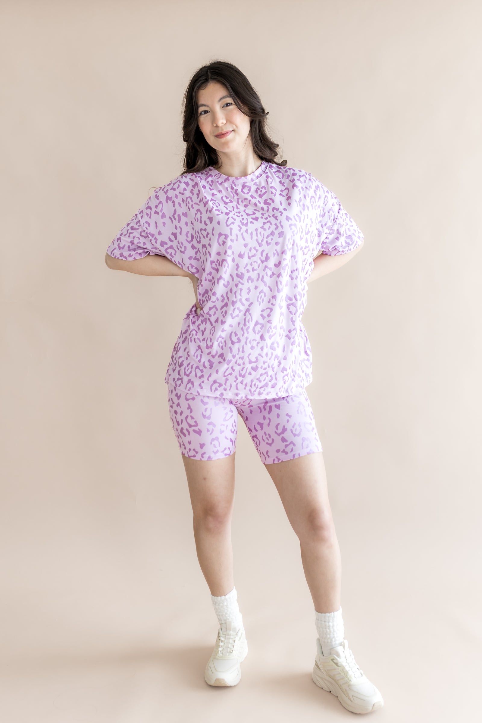 Women’s Biker Short Set in Thistle Leopard - Image 5