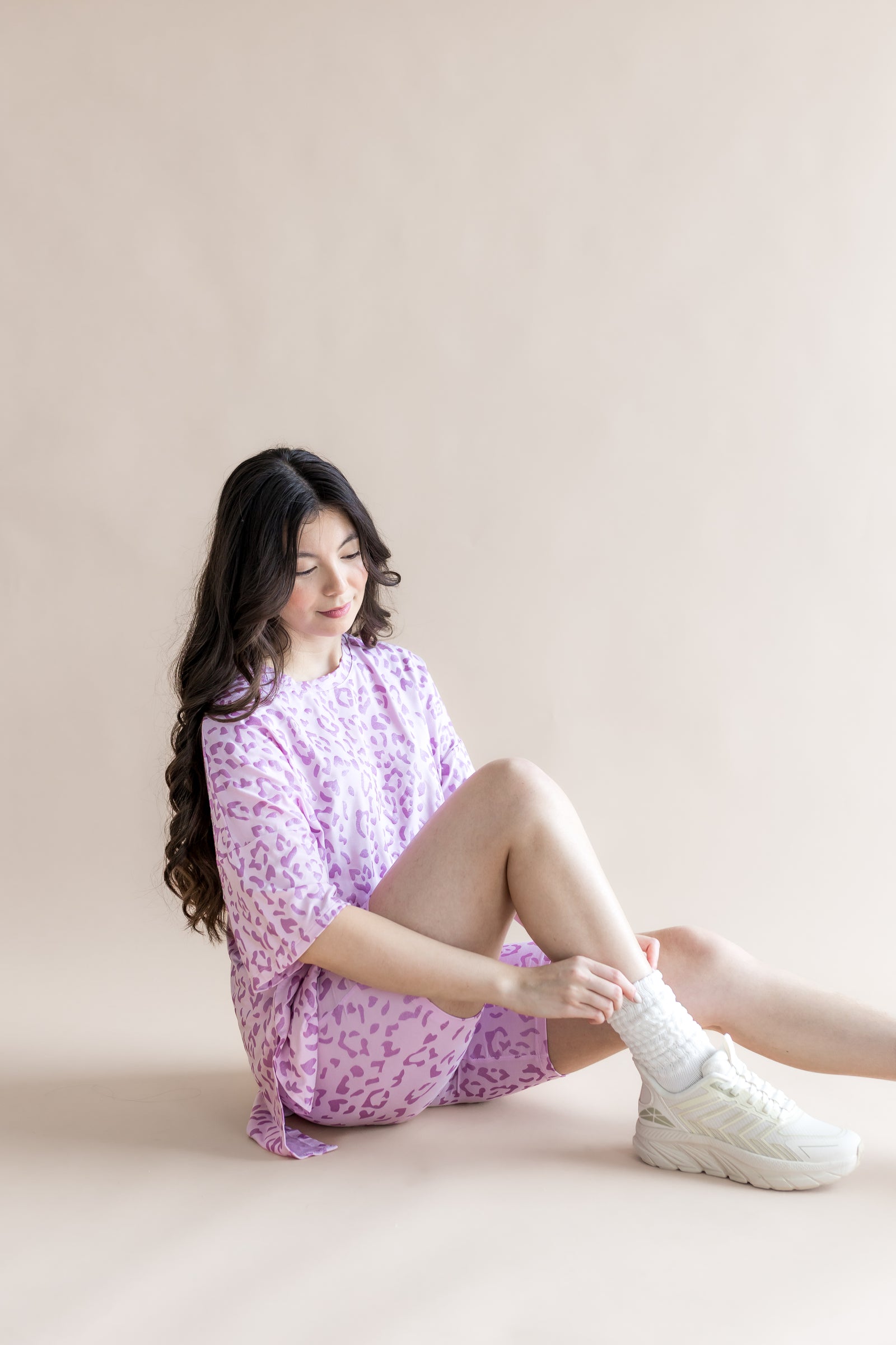 Women’s Biker Short Set in Thistle Leopard - Image 4