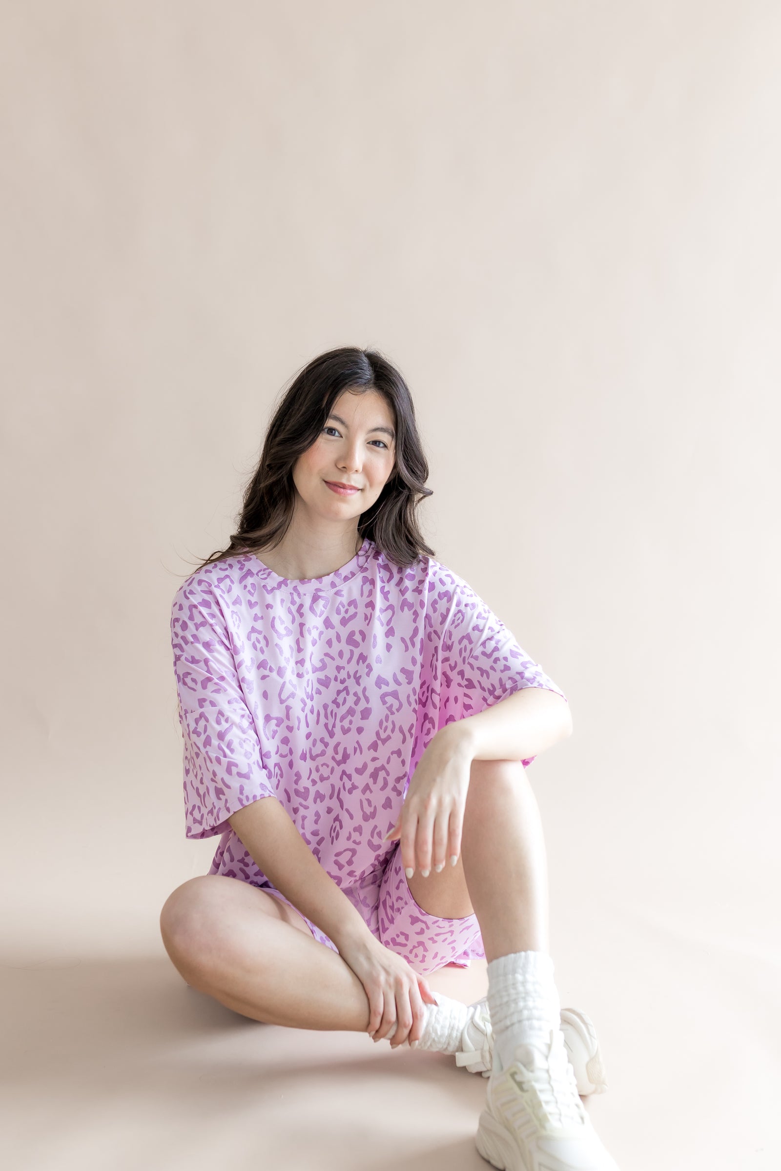 Women’s Biker Short Set in Thistle Leopard - Image 7