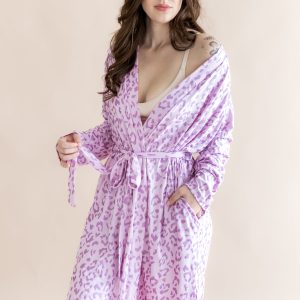 Women's Lounge Robe in Thistle Leopard