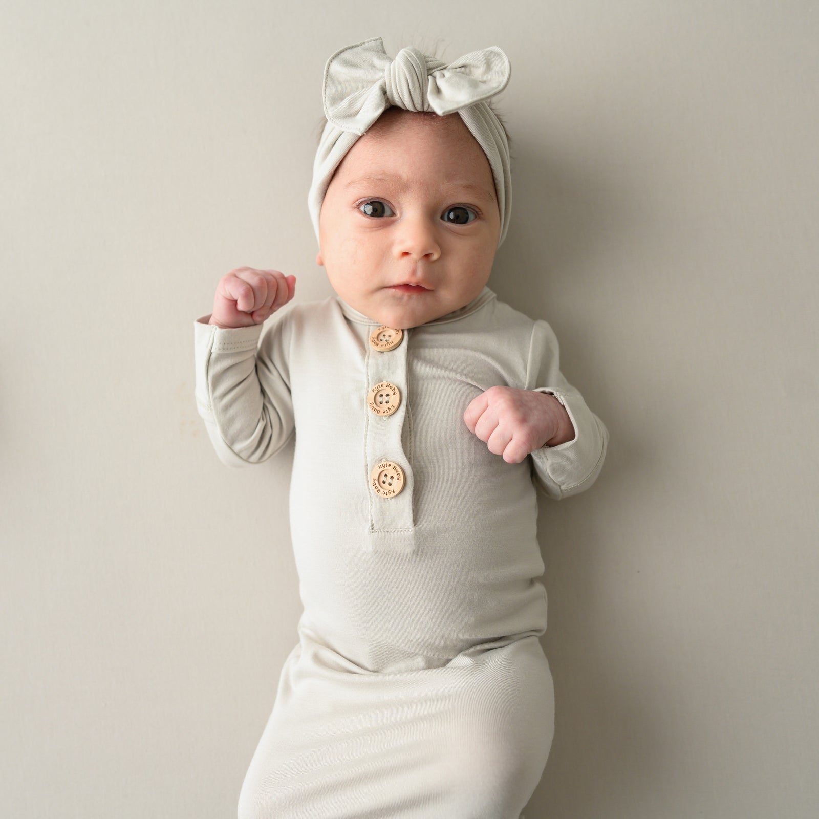 Knotted Day Gown with Bow Set in Oat - Image 3