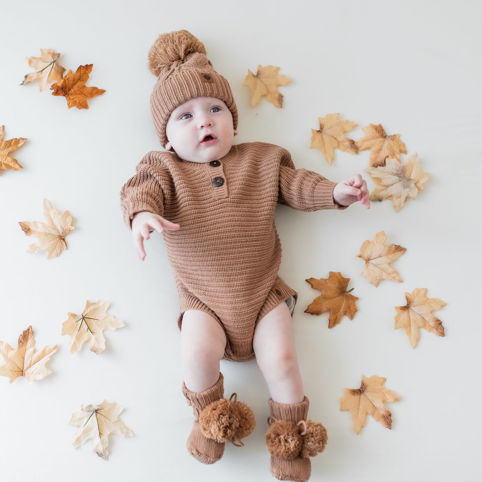 Knit Booties in Latte - Image 3