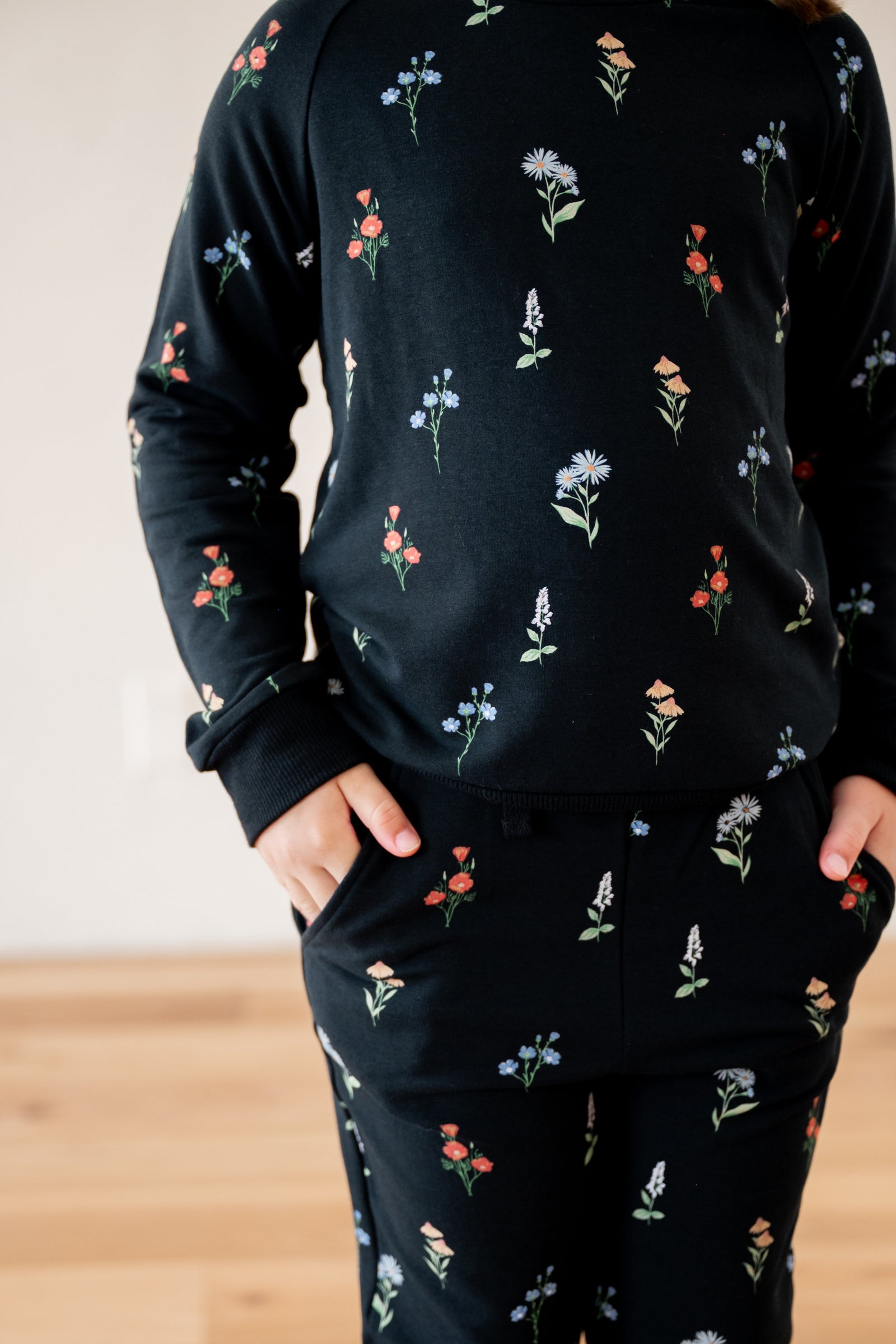 Long Sleeve Jogger Set in Midnight Wildflower - Image 2