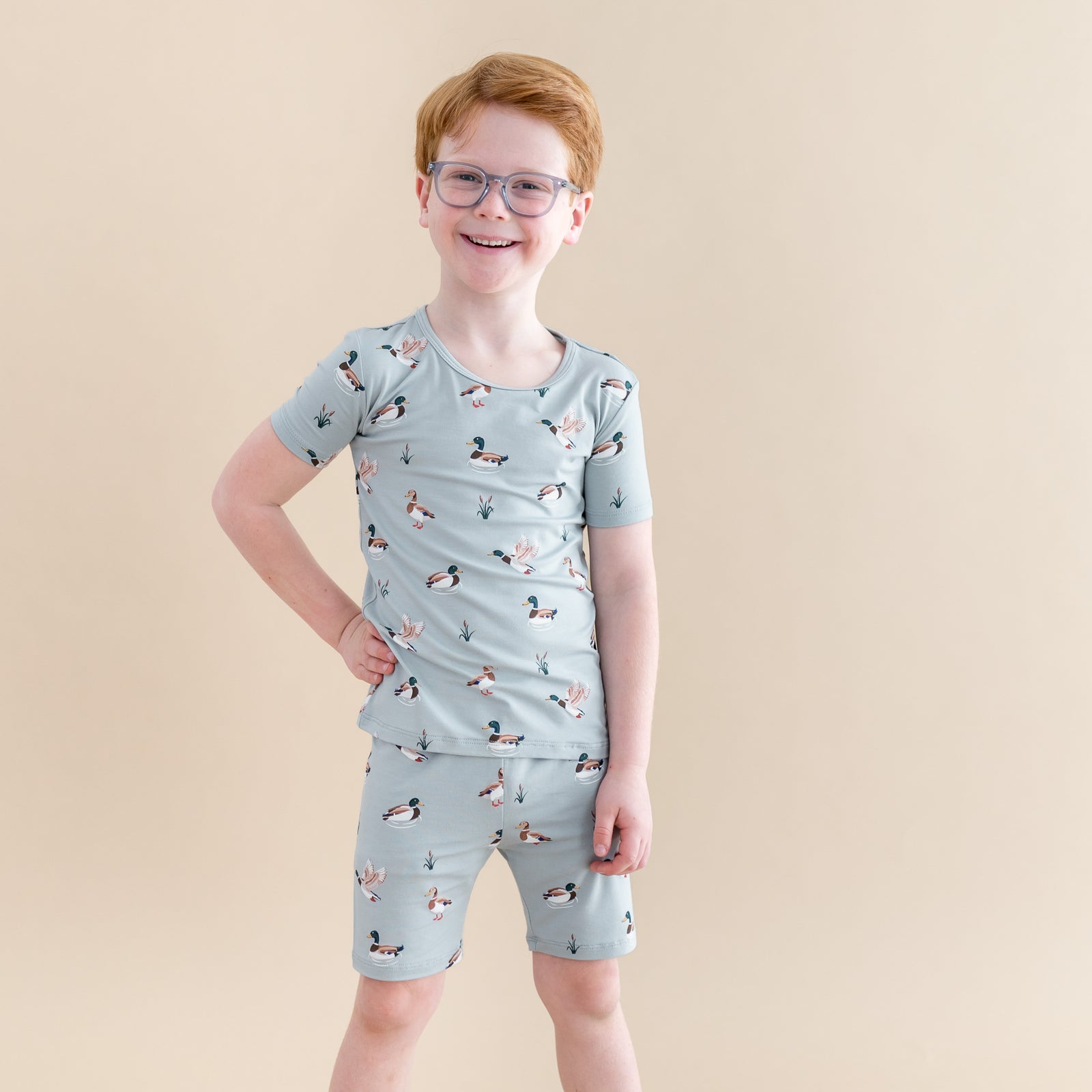 Short Sleeve Pajamas in Mallard Duck