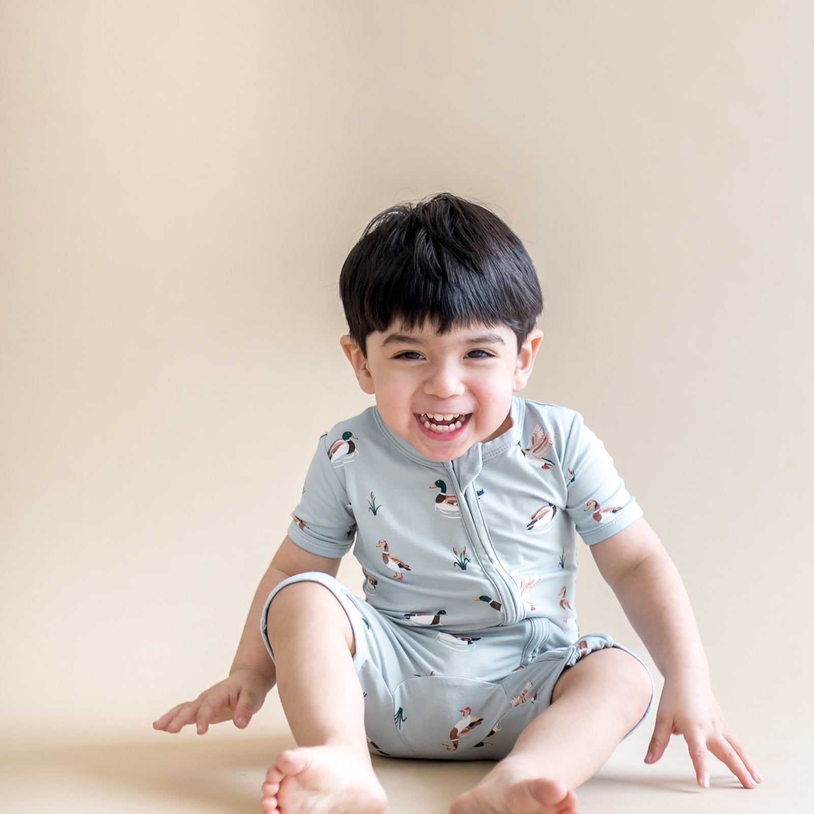 Zipper Shortall Romper in Mallard Duck - Image 3