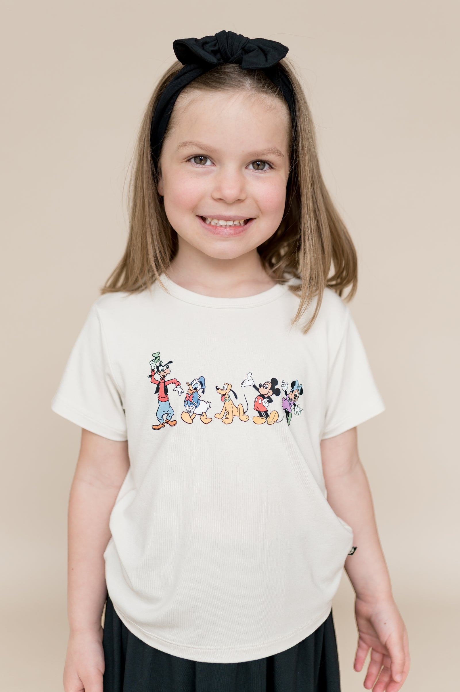 Toddler Basic Tee in Mickey and Friends on Ecru - Image 4