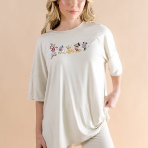 Women’s Biker Short Set in Mickey and Friends on Ecru