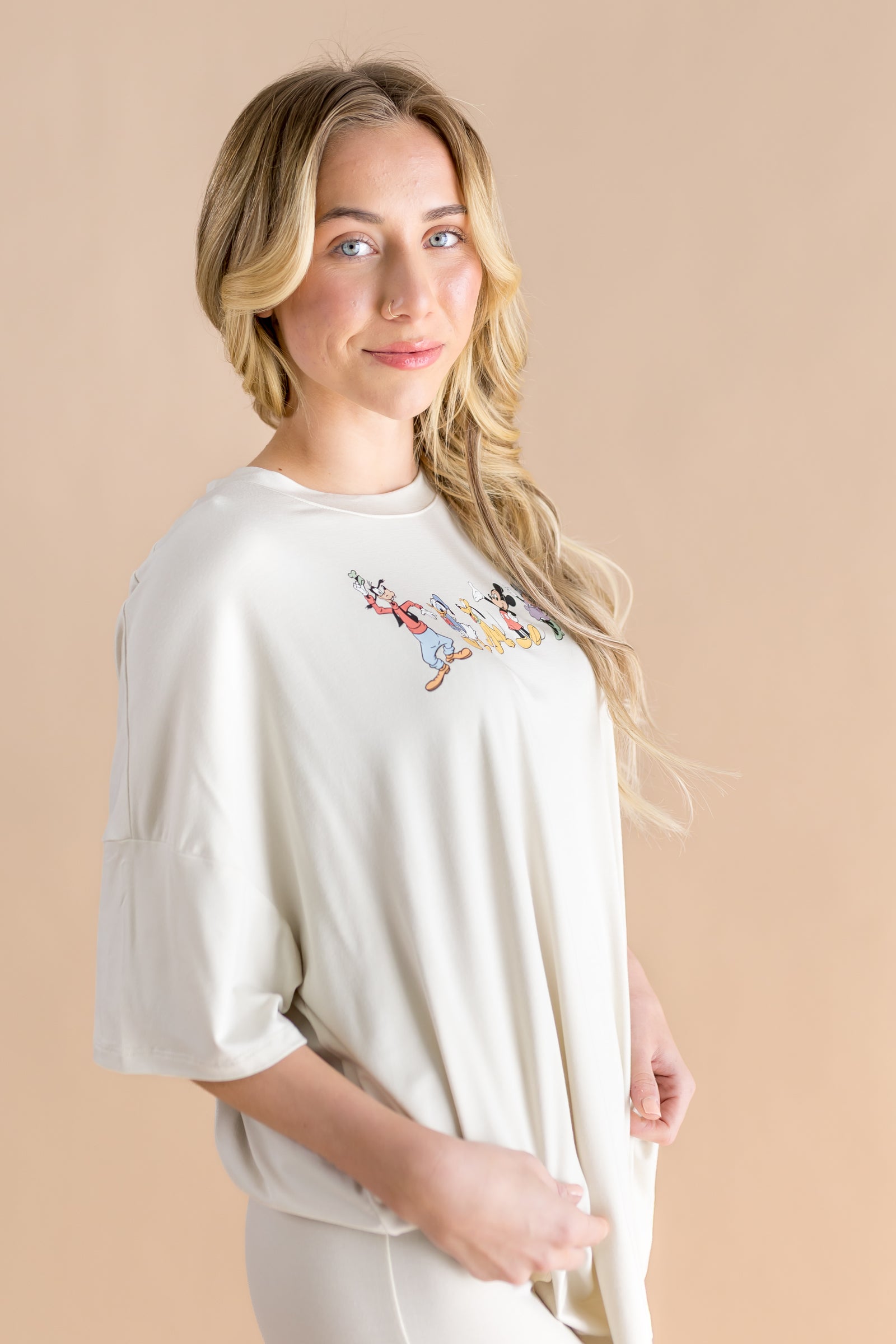Women’s Biker Short Set in Mickey and Friends on Ecru - Image 6