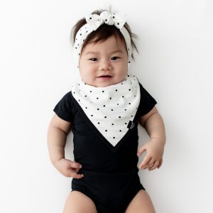 Bib in Midnight Polka Dot
