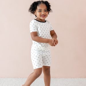 Short Sleeve Pajamas in Midnight Polka Dot