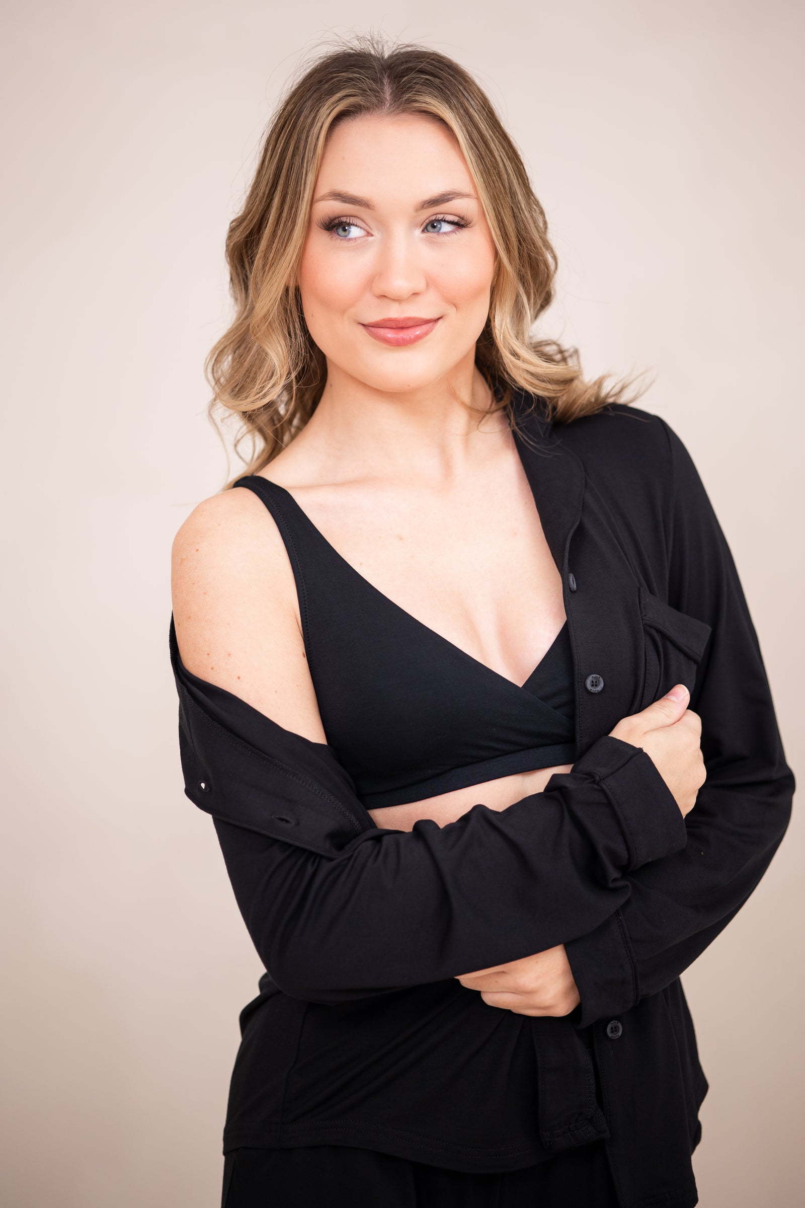 Women's Cross Front Bralette in Midnight - Image 4